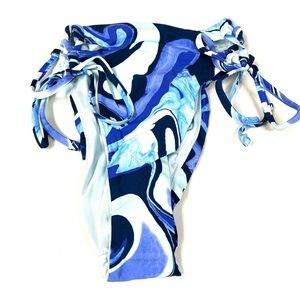 NEW Victorias Secret Size XS High Leg Cheeky Bikini Bottoms Blue 8MF #3138